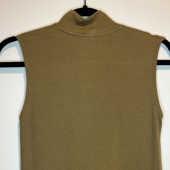 Scotch & Soda Ribbed Long MocNeck Tank.  Sz 1 Moss Green - Picture 6 of 10